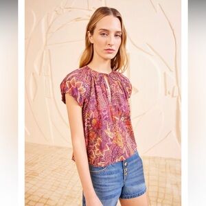 Ulla Johnson Pink and Purple Floral Blouse
